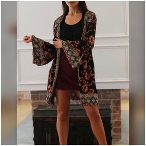Boho Style Bell Sleeve Floral Kimono Cardigan